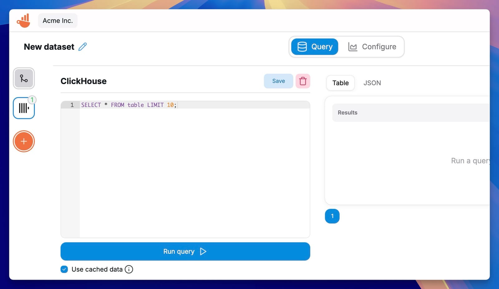 ClickHouse SQL query in Chartbrew - Zoomed