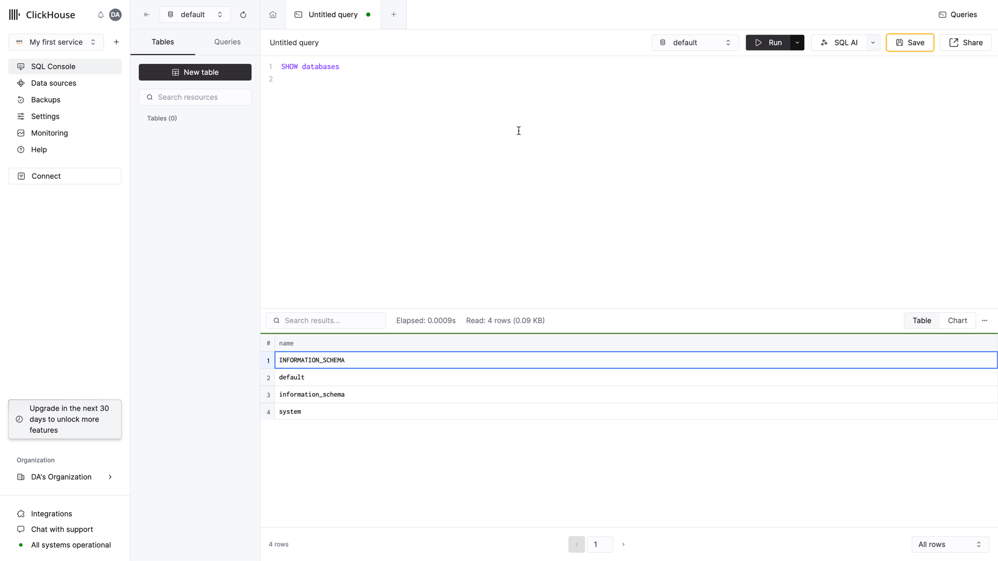 SQL Console - Zoomed